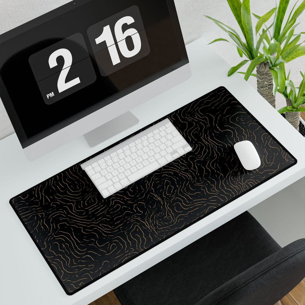 Contour Desk Mat – Gold Topographic Desk Pad
