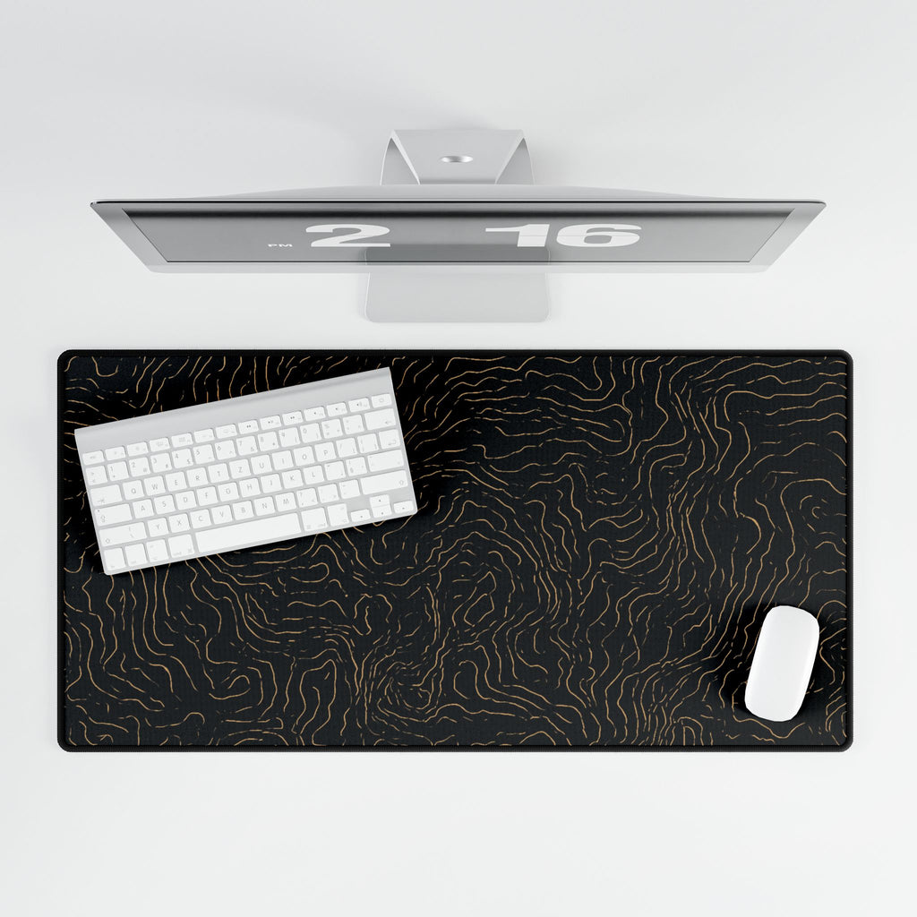 Contour Desk Mat – Gold Topographic Desk Pad