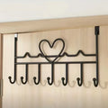 Heart Over-the-Door Hook Rack – Black Metal Hanger for Coats, Bags & Towels