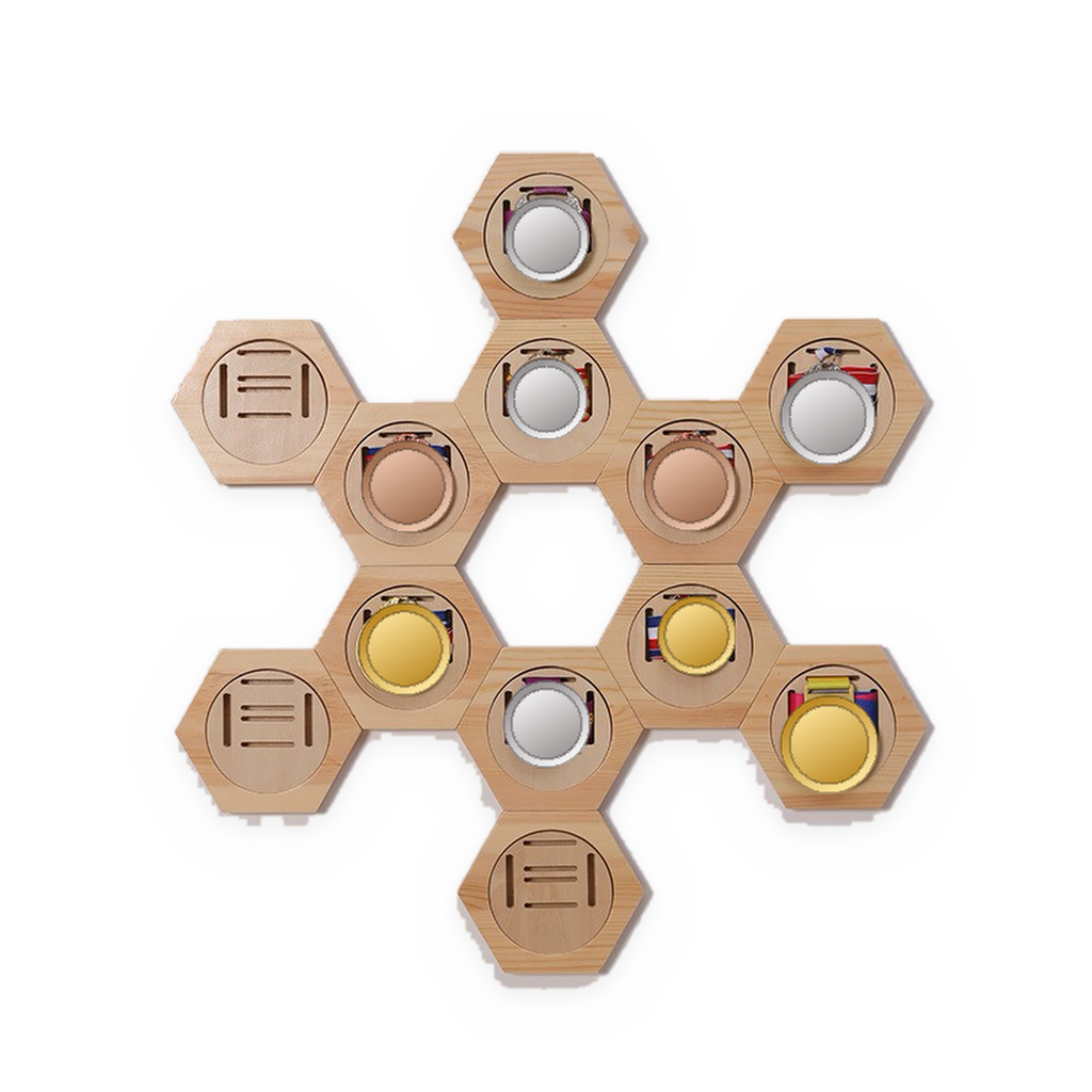 Wooden Honeycomb Combination Medal Display Stand Hexagon